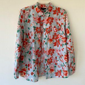 J.Crew Linen Blend Floral Button Down Size XL